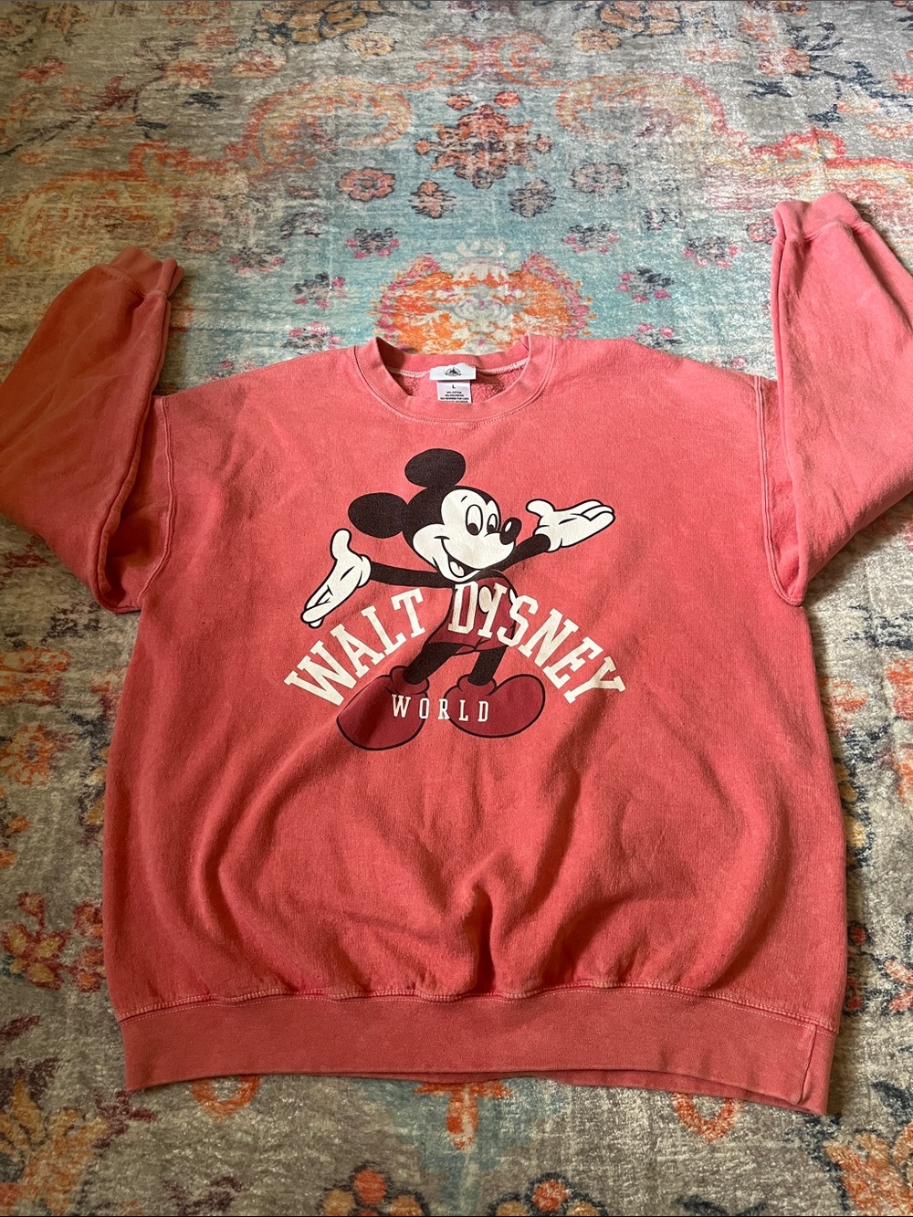Disney Coral Pink Mickey Crewneck Sweatshirt